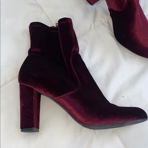 Red velvet booties